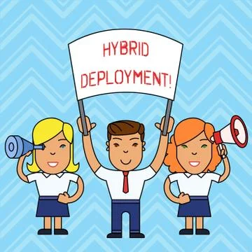 Writing note showing Hybrid Deployment. Business photo showcasing a combination Stock Illustration