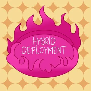 Writing note showing Hybrid Deployment. Business photo showcasing a combination Stock Illustration