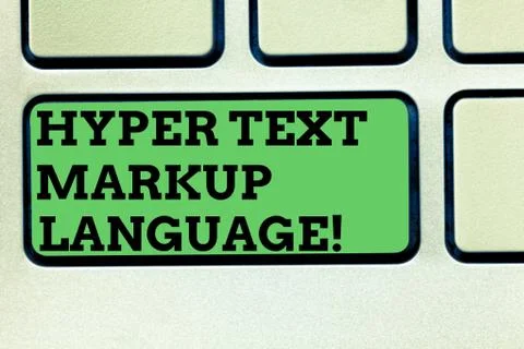 Writing note showing Hyper Text Markup Language. Business photo showcasing Stock-Fotos
