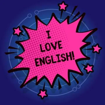 Writing note showing I Love English. Business photo showcasing To have affection Stock Illustration