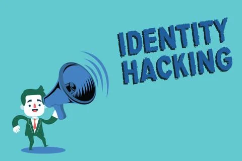 Writing note showing  Identity Hacking. Business photo showcasing criminal tha Stock-Illustration