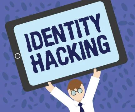 Writing note showing  Identity Hacking. Business photo showcasing criminal tha Stock-Illustration