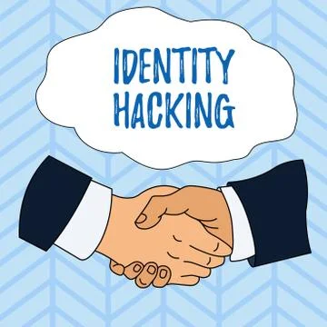 Writing note showing Identity Hacking. Business photo showcasing criminal that Illustrazione stock