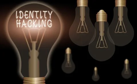 Writing note showing Identity Hacking. Business photo showcasing criminal that Stock-Illustration