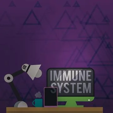 Writing note showing Immune System. Business photo showcasing Complex network Illustrazione stock