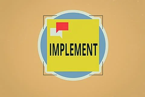 Writing note showing Implement. Business photo showcasing to provide instruments 스톡 일러스트