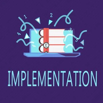 Writing note showing Implementation. Business photo showcasing The process of Illustrazione stock
