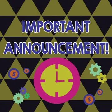 Writing note showing Important Announcement. Business photo showcasing spoken 스톡 일러스트