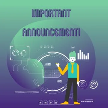 Writing note showing Important Announcement. Business photo showcasing spoken 스톡 일러스트