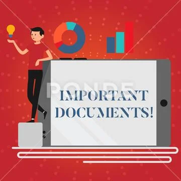 Writing note showing Important Documents. Business photo showcasing more Stock Illustration