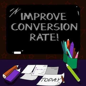 Writing note showing Improve Conversion Rate. Business photo showcasing Increase 스톡 일러스트
