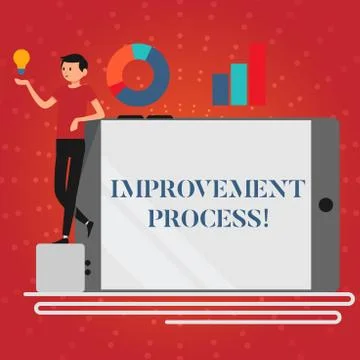 Writing note showing Improvement Process. Business photo showcasing Ongoing Stock Illustration