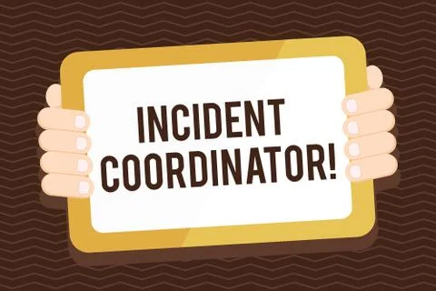 Writing note showing Incident Coordinator. Business photo showcasing responsible Stock Illustration