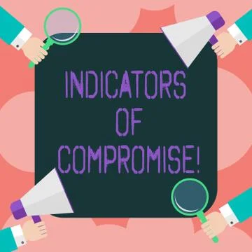 Writing note showing Indicators Of Compromise. Business photo showcasing Illustrazione stock