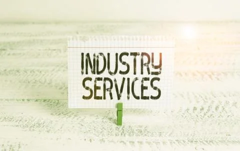 Writing note showing Industry Services. Business photo showcasing type of 스톡 사진