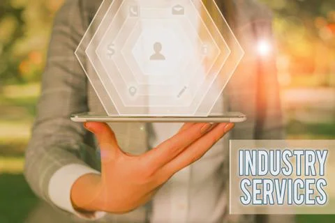 Writing note showing Industry Services. Business photo showcasing type of 스톡 사진