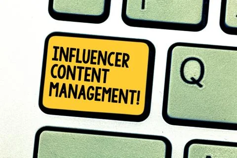 Writing note showing Influencer Content Management. Business photo showcasing Stock Photos