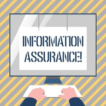 Writing note showing Information Assurance. Business photo showcasing the Stock Illustration