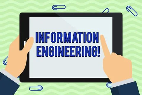 Writing note showing Information Engineering. Business photo showcasing deals Stock-Illustration