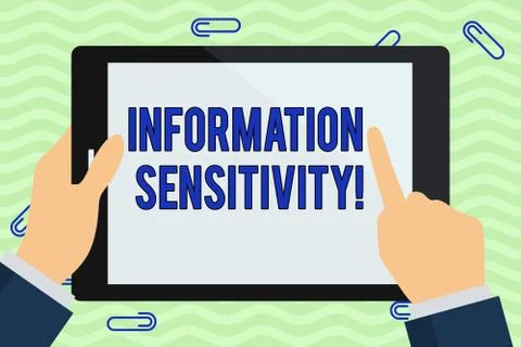 Writing note showing Information Sensitivity. Business photo showcasing data  Stock Illustration