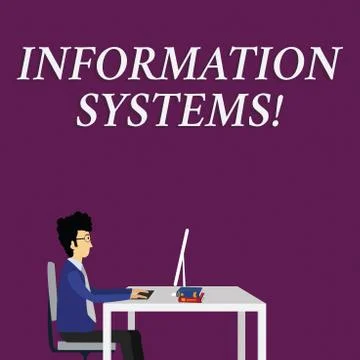 Writing note showing Information Systems. Business photo showcasing study of Stock Illustration