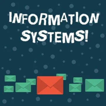 Writing note showing Information Systems. Business photo showcasing study of Illustrazione stock