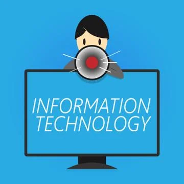 Writing note showing Information Technology. Business photo showcasing use Stock-Illustration