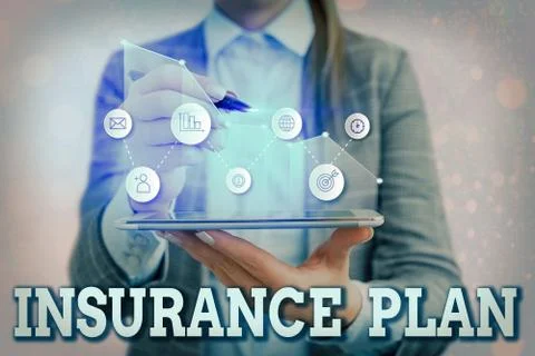 Writing note showing Insurance Plan. Business photo showcasing includes the risk Stock Photos