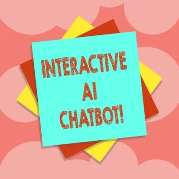 Writing note showing Interactive Ai Chatbot. Business photo showcasing computer イラスト素材