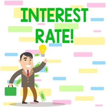 Writing note showing Interest Rate. Business photo showcasing percentage of p イラスト素材