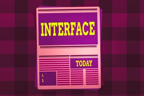 Writing note showing Interface. Business photo showcasing point of meeting and Stock Illustration
