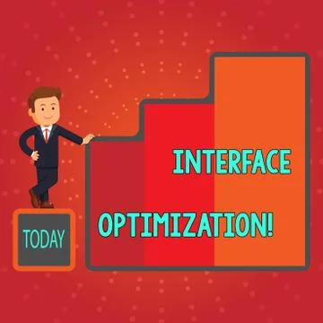 Writing note showing Interface Optimization. Business photo showcasing most Stock Illustration