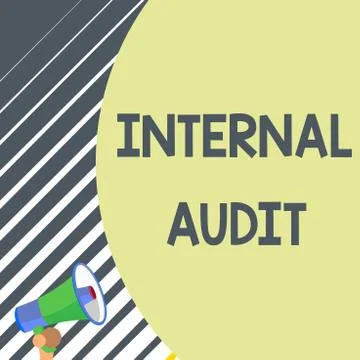 Writing note showing Internal Audit. Business photo showcasing Evaluates the Illustrazione stock