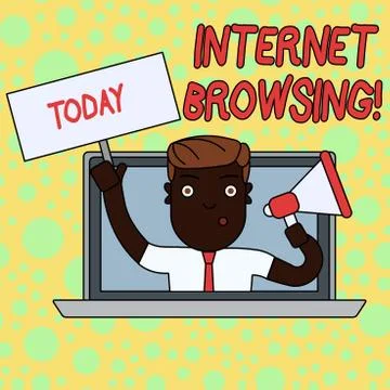 Writing note showing Internet Browsing. Business photo showcasing Act of looking Illustration