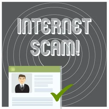 Writing note showing Internet Scam. Business photo showcasing type of fraud or Stock Illustration