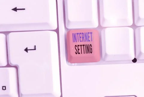 Writing note showing Internet Setting. Business photo showcasing etermines how Stock Photos