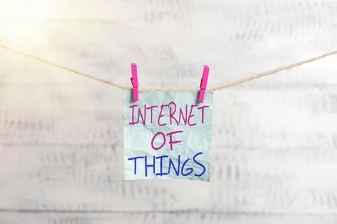 Writing note showing Internet Of Things. Business photo showcasing network 스톡 사진