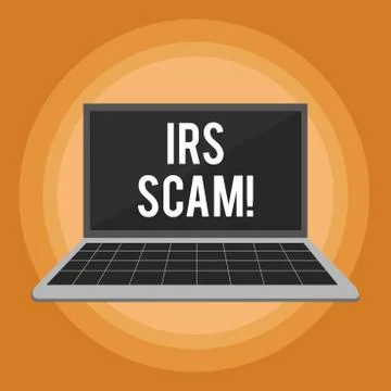 Writing note showing Irs Scam. Business photo showcasing involve scammers Stock Illustration