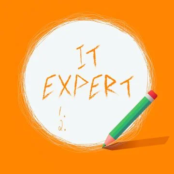 Writing note showing It Expert. Business photo showcasing expertise when dealing Stock Illustration