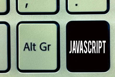 Writing note showing Javascript. Business photo showcasing Computer programming Stock Photos