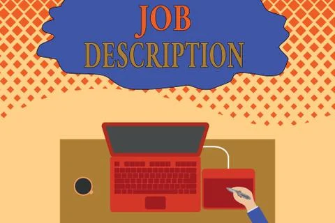 Writing note showing Job Description. Business photo showcasing a formal account Illustrazione stock