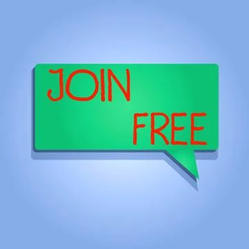 Writing note showing Join Free. Business photo showcasing the act or an instance Stock Illustration