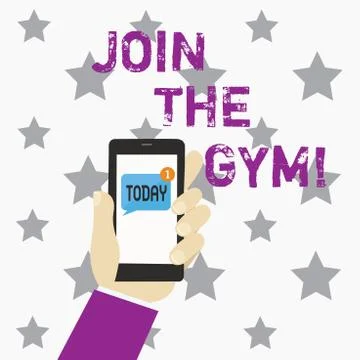 Writing note showing Join The Gym. Business photo showcasing Motivation to start 库存插图