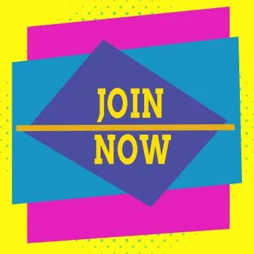 Writing note showing Join Now. Business photo showcasing An invite to a 库存插图
