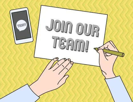 Writing note showing Join Our Team. Business photo showcasing inviting someone 库存插图