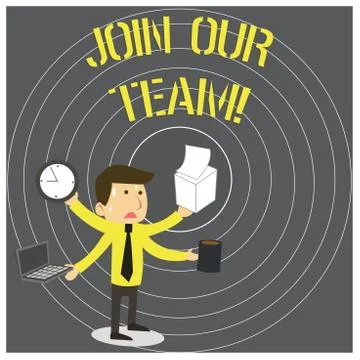Writing note showing Join Our Team. Business photo showcasing inviting someone 库存插图