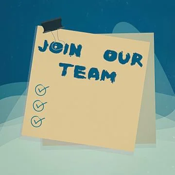 Writing note showing Join Our Team. Business photo showcasing inviting someone 库存插图