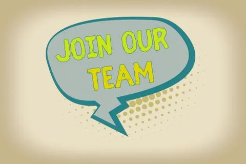 Writing note showing Join Our Team. Business photo showcasing inviting someone Ilustración de archivo