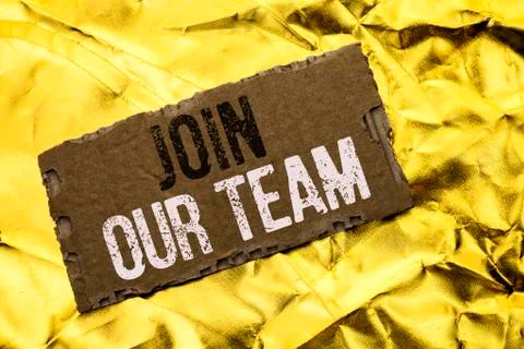 Writing note showing  Join Our Team. Business photo showcasing Be a Part of o Stock Photos