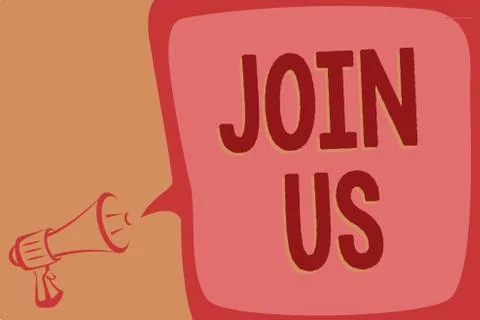 Writing note showing Join Us. Business photo showcasing Register in community 库存插图